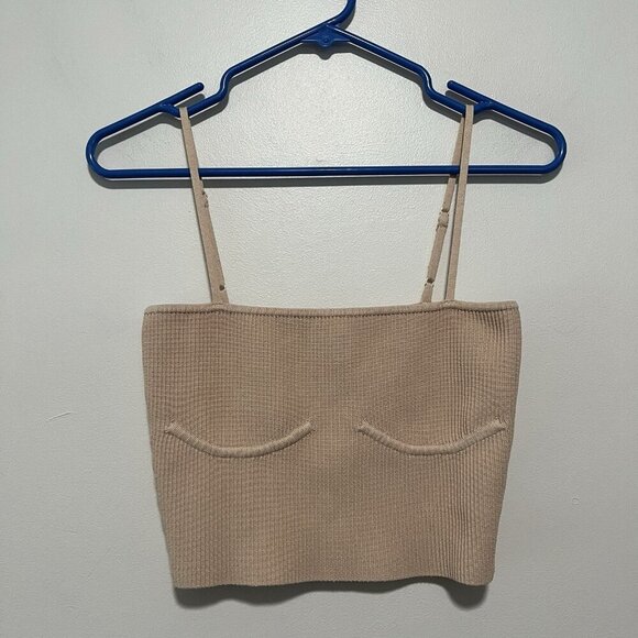 Babaton Aritzia Beige Denzel Corset Sculpt Knit Ribbed Tank Size Medium‎ - Picture 1 of 6